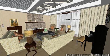 起居室室内装修设计方案SU精致设计模型